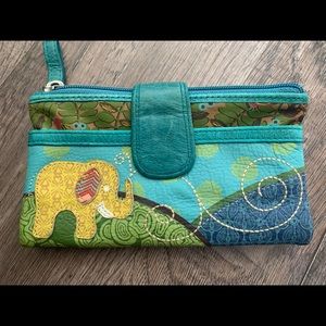 Teal Elephant Fossil Wallet